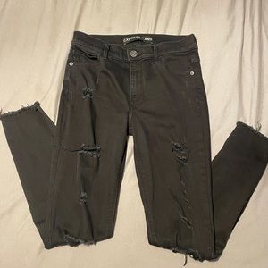 Womens black distressed jeggings
